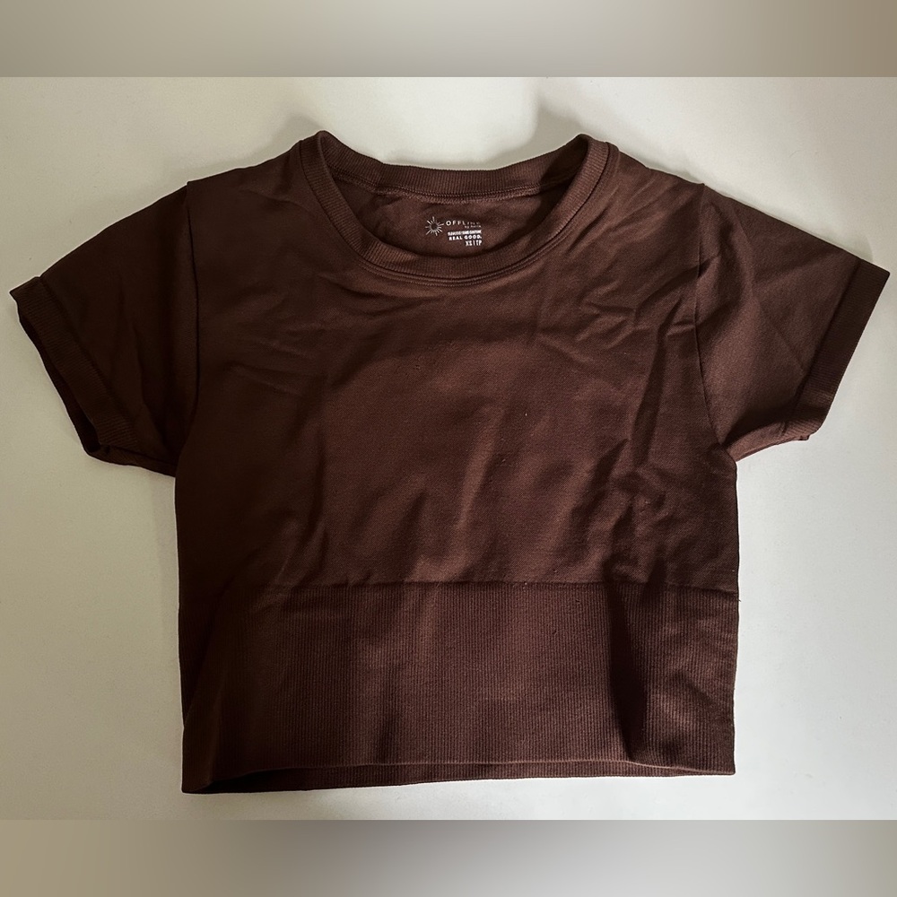 Aerie Brown Cropped Athletic T-Shirt